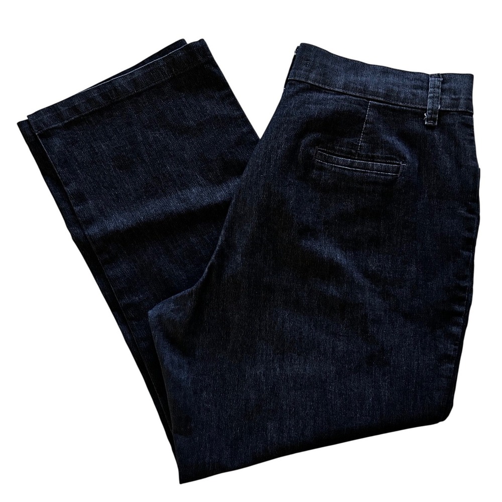 Lee Womens Dark Wash Straight Leg Jeans Relaxed Fit Stretch Trouser Pants 16P